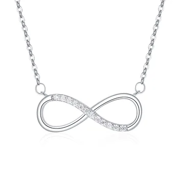 Women's Fashion Infinity Necklace Zircon Sterling Silver S925 Jewelry with Cross Chain