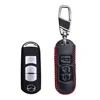 Black leather Red sewing thread - 3 buttons