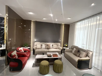 Luxury Homey Luxury Nordic Style Leather Modular Sofa Set Single Corner with Wood Features for Home or Hotel