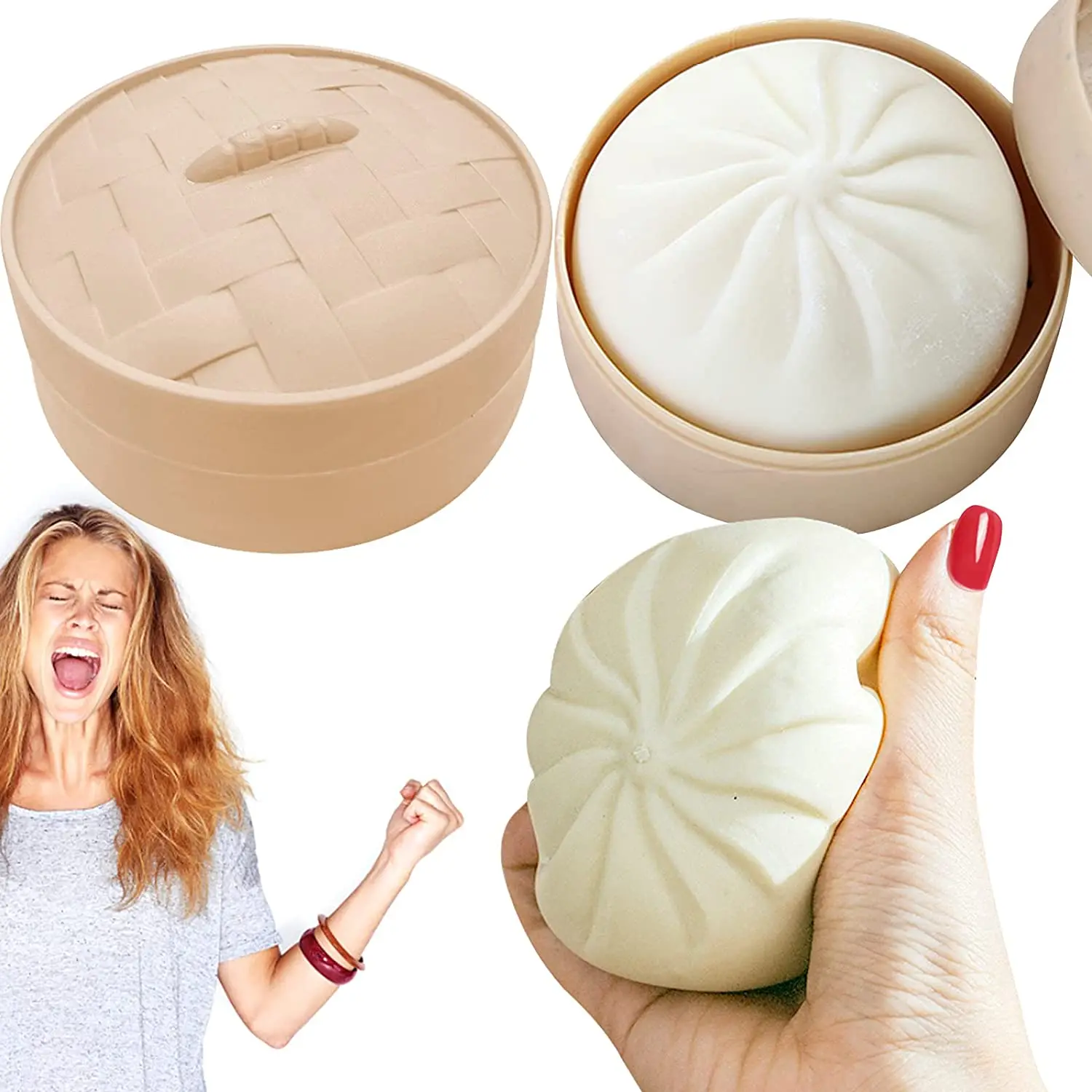 2025 Hot Fidget Bun Steamed Food Toy Squishy Dumpling Stress Ball Bao Bun Squishy Sensory Toys Fidget Dumpling Stress Ball