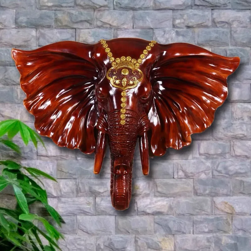 Factory Customizable Abstract Elephant Animal Head Statue Indoor Home Decor Feng Shui Wall Hanging Metal Casting Decoration