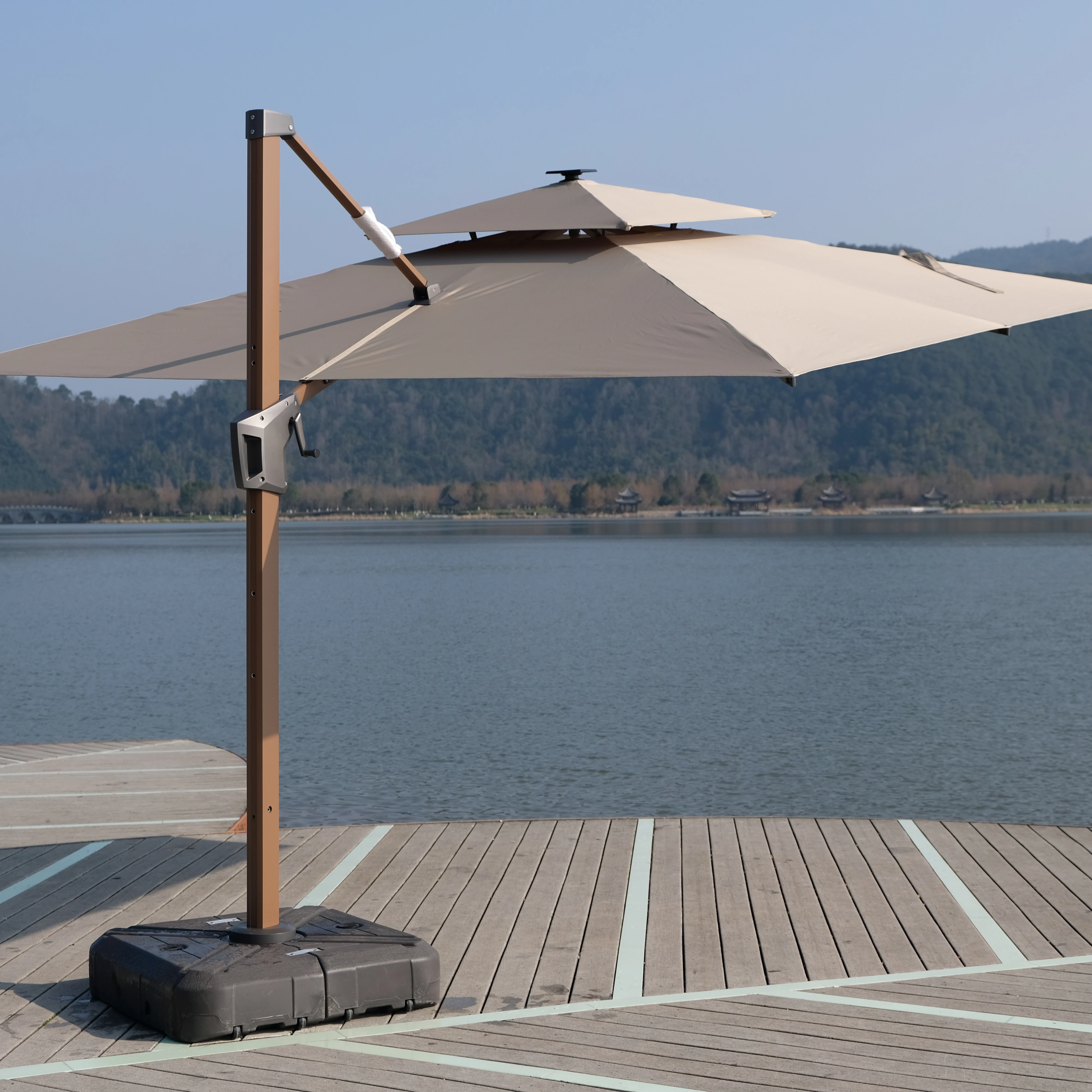 11 ft patio umbrella with solar lights 11' Square Cantilever LED Light, Base Not Included Red The solar energy absorbed Boardingblue 17x13x8 Inches Laptop Color:blue 1pack large capacity backpack
