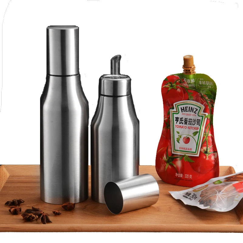 hotel olla de aceite de acero inoxidable botella de salsa de cocina de 500 ml para uso doméstico cocina restaurante Dispensador de aceite de oliva