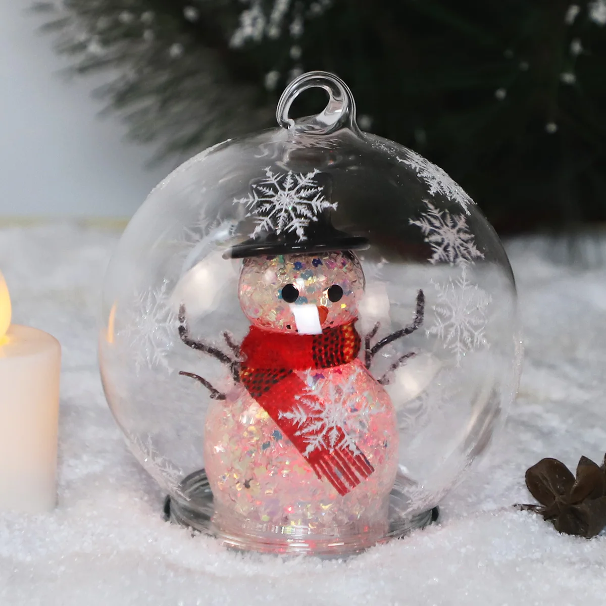 wholesale frosted glass ornament balls christmas decoration hanging ball bauble glass clear christmas decorative snowman