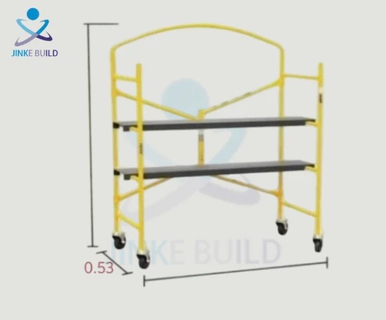 Escaleras Galvanizadas Portátiles y Plegables con Ruedas de Castores y Marco Pintado para Andamios
