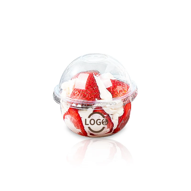 Disposable Plastic Ice Cream Cup with logo U Round Cups with Bear Lid Plastic Cups