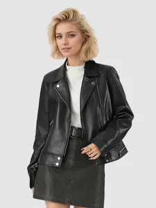 Autumn Women's Leather Short Jacket Womens Clothing Leather Black Blazers