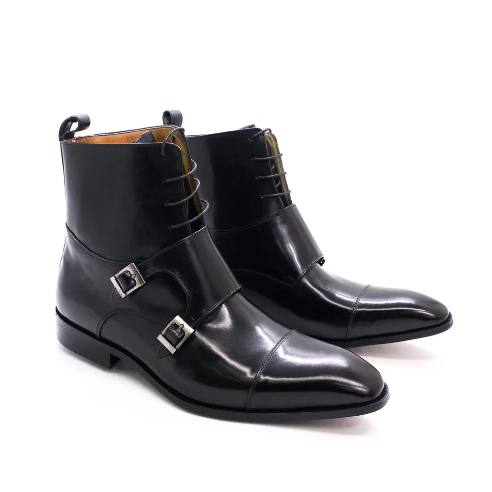 Men's Winter Leather Shoes, Men's Lace-up Ankle Boots