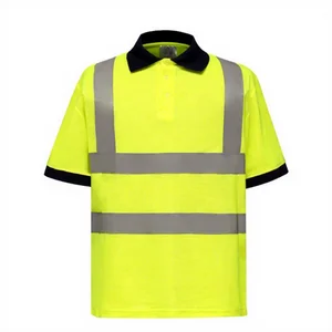 ANSI Class 2 Customized 100% Polyester Screen Print Logo Short Sleeve Safety Workwear Mesh Reflective Stripes Polo Work Shirt