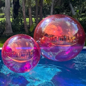 Zhenmei manufacturer big shiny mirror spheres balls iridescent balloon floating on the water