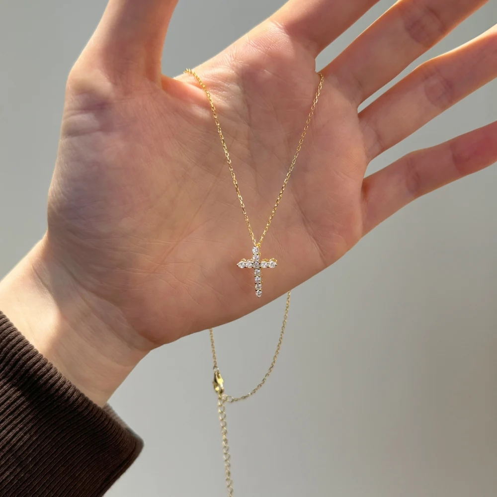 KAKODIY Classic Design Exquisite Fashion 925 Sterling Silver Chain Buckle Dazzling 5A Zirconia Cross Pendant Necklace for Women detail 10