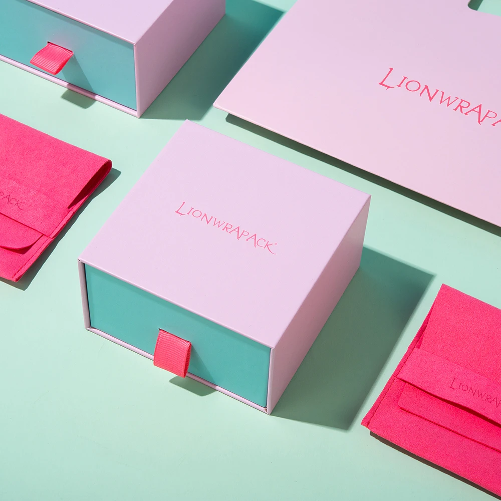 Изготовленный на заказ логотип роскошный раздвижной ящик коробка для ювелирных изделий набор хранения уникальное ожерелье упаковки с