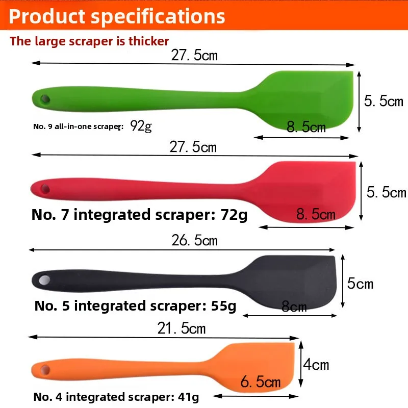 Integrated Full-Coverage Transparent Silicone Spatula Mixing Cream and Butter Rubber Scraper Cake Baking Tool for Home Use supplier