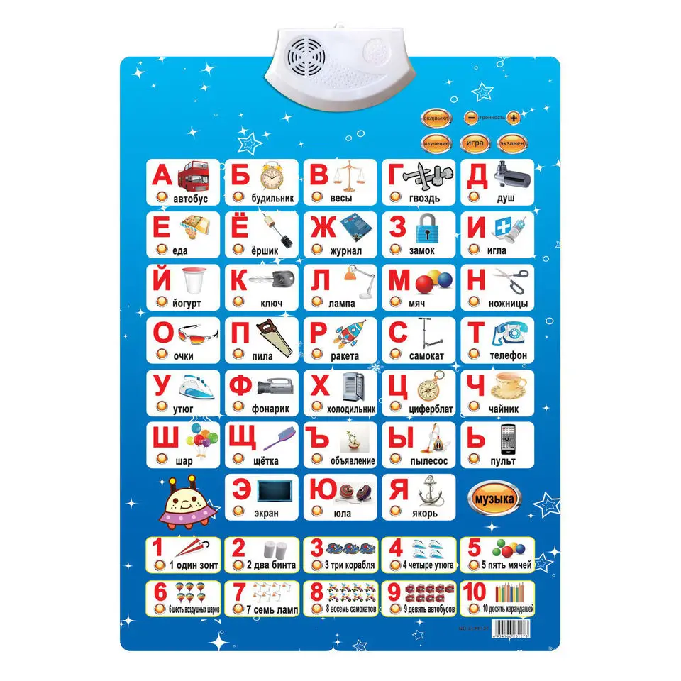 Russian ABC Talking Chart Sound Wall Poster for Kids Educational ABC ...