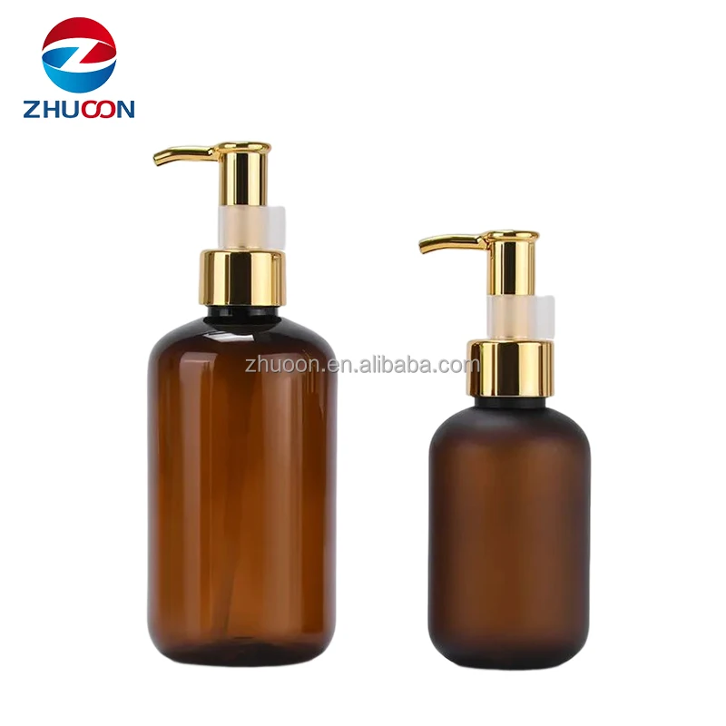 300ml Refillable Shampoo Glass Bottles Empty Boston Soap Dispenser Clear Frosted White Hand Wash Bottle With Pump