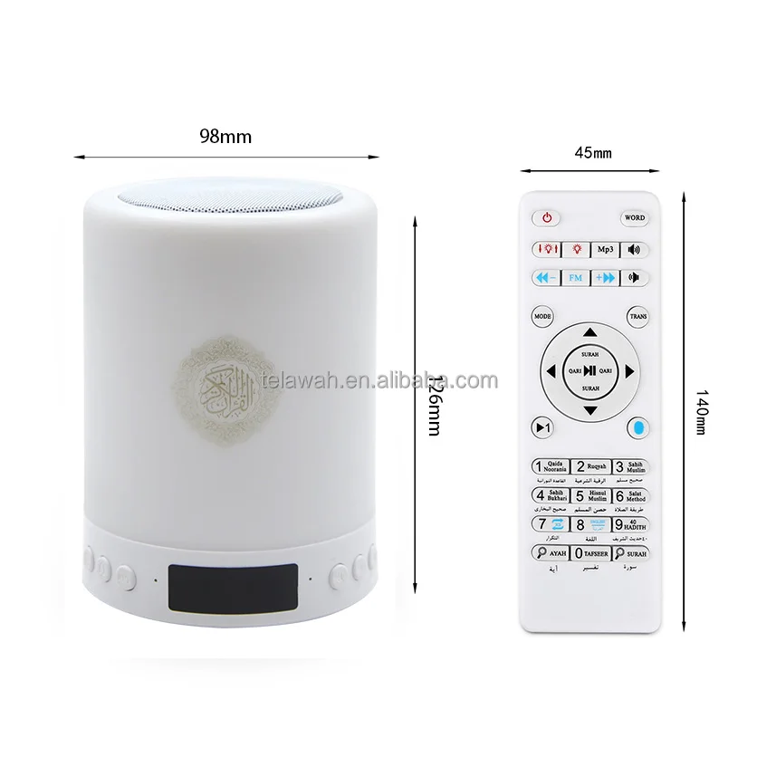 Telawah Портативный Золотой/белый Мусульманский Исламский подарок Azan часы цифровой Коран динамик светодиодный прикроватный светильник Коран лампа динамик