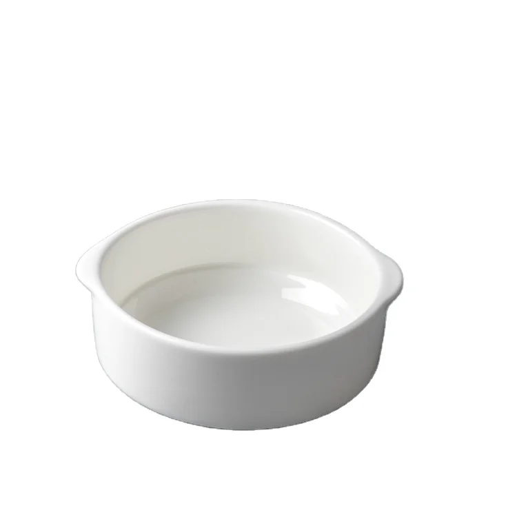 250ml Round Bowl Small Soup Porcelain Cup 8OZ Restaurant Ceramic Soup Cup Ceramic Bowl With Two Handle Soup Bowl