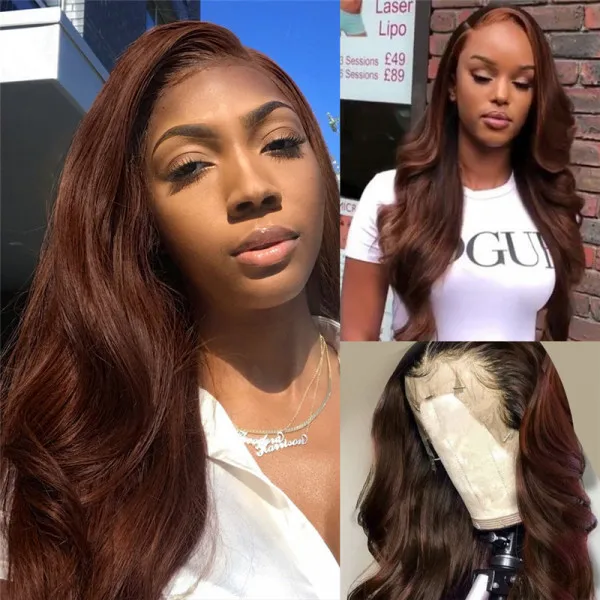 medium brown lace front wig