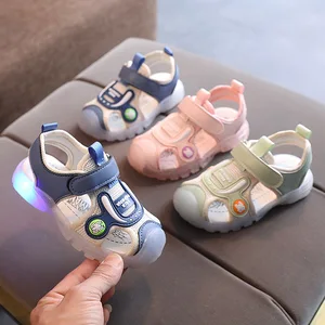 Wholesale Boys' Beach Sandals Children's 3D Printed Light Colored Sandals Summer with LED Children's Sandals