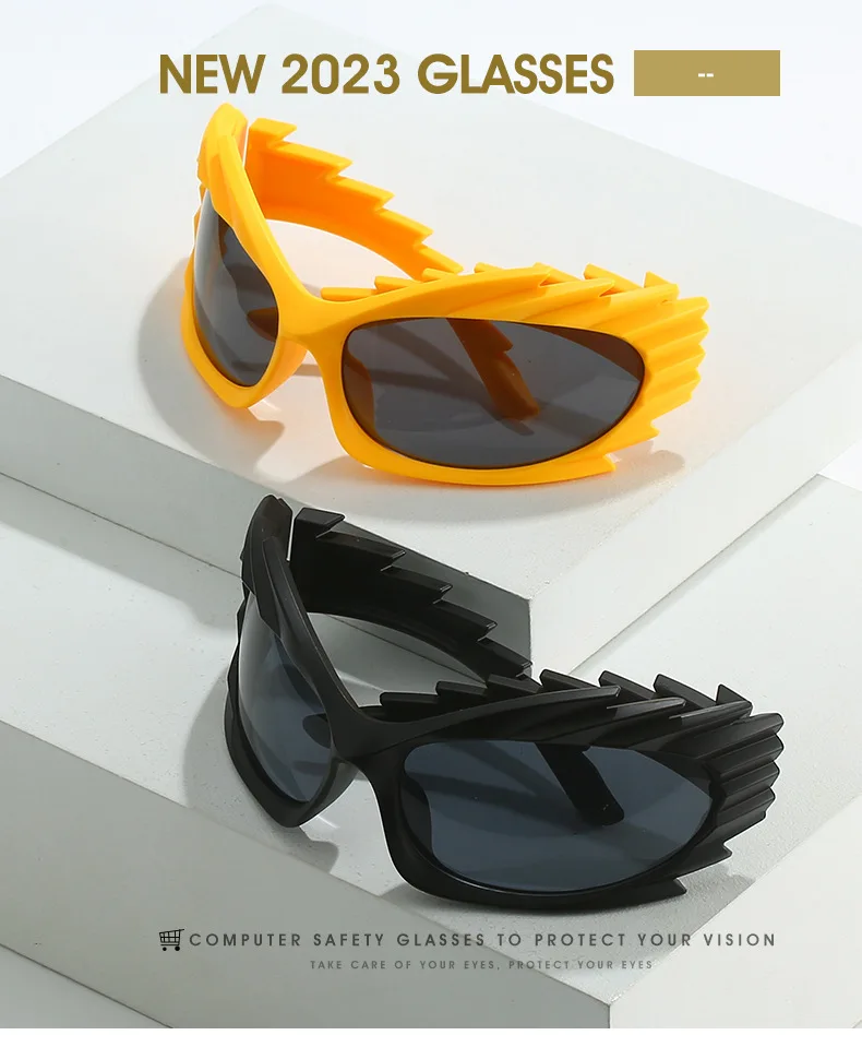 SPIKE BLACK Punk INS Trending Y2K Sunglasses Super Cool Sports Riding Cycling Fashion Sunglasses Gafas De Sol