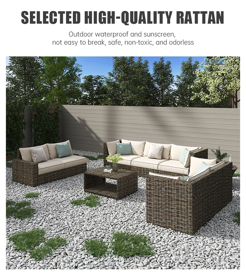 Fuliu New Design Wicker Patio Furniture Asda Outdoor Rattan Garden Sofa