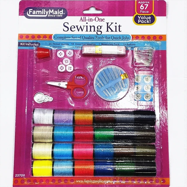 67pcs Multi-function Portable Professional Sewing Kit  with Measure Scissor Thimble Thread Needle Tape