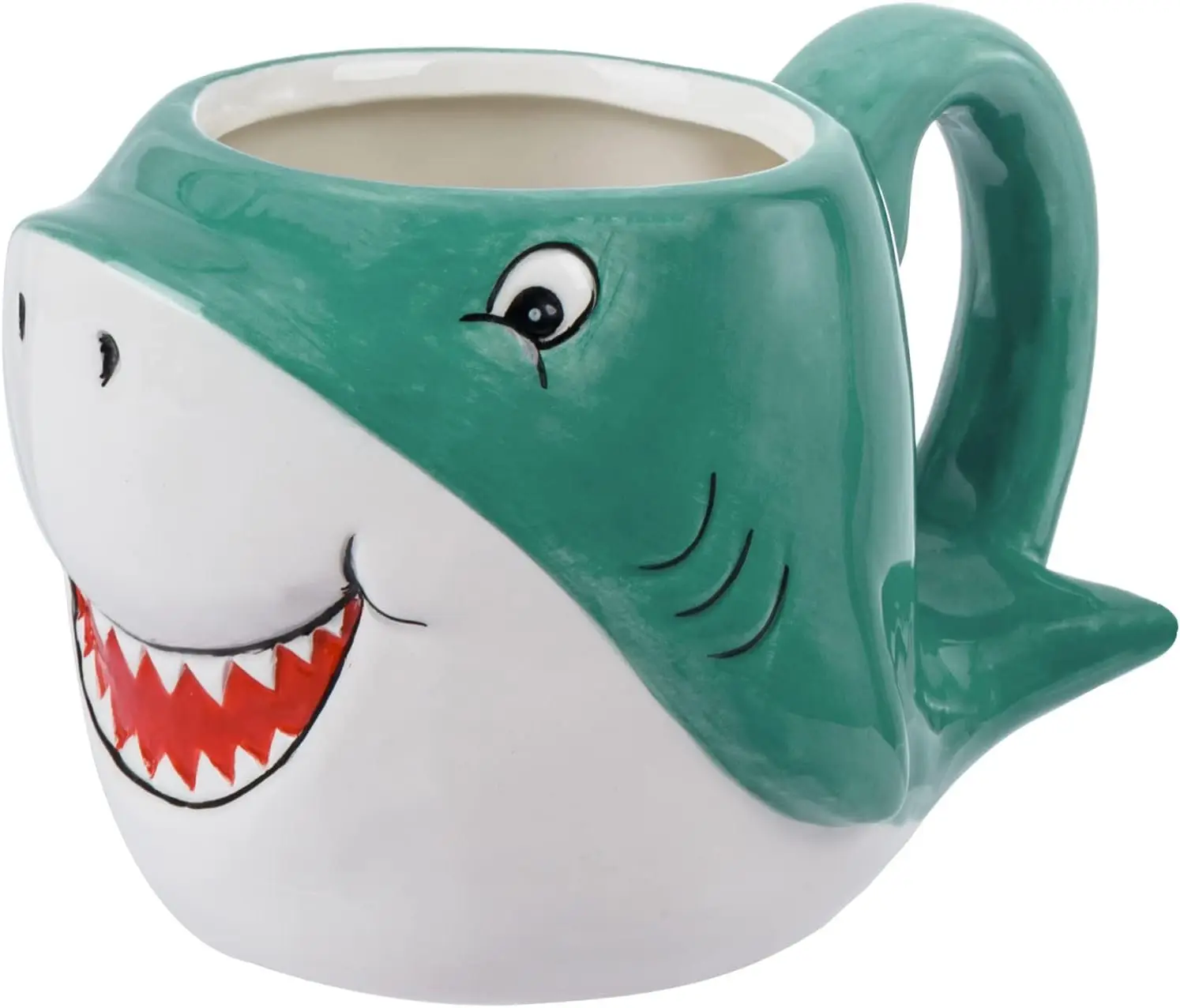 Customizable smiling little shark shape design, two-color shark theme 3D cartoon animal with handle, cute novelty gift