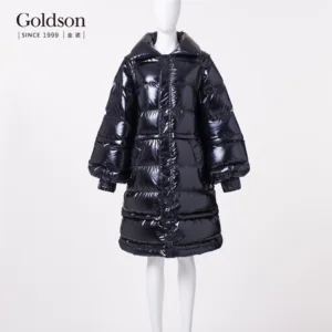 New Design Women's Detachable Freely Transformed Black Shiny Duck Down Jacket for Winter
