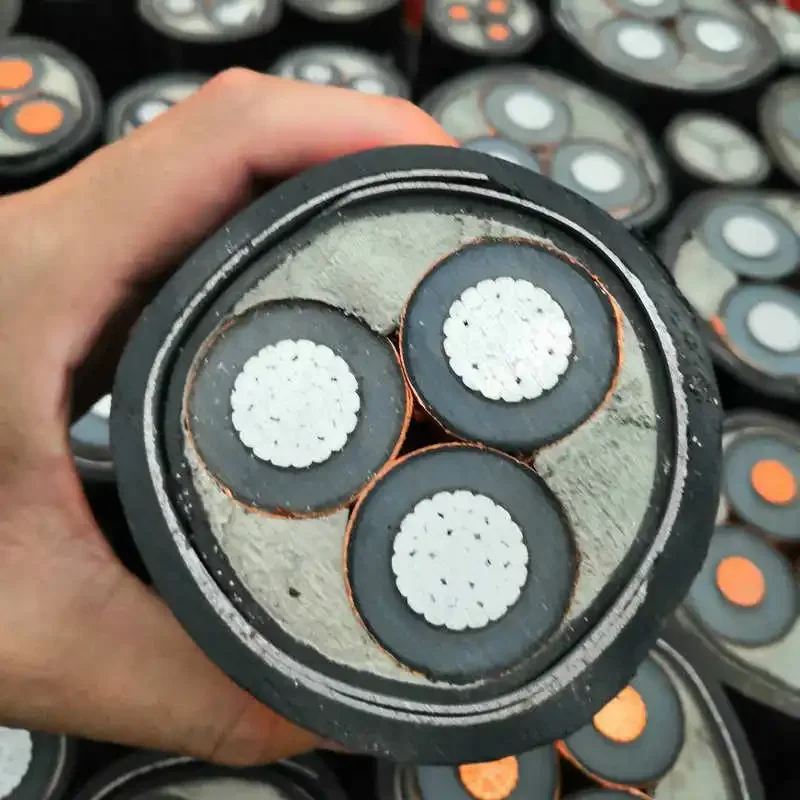 8.7KV 3 core Aluminum Underground Cable Wire  Medium Voltage Al Swa PVC XLPE Insulated Armoured Electric Power Cable