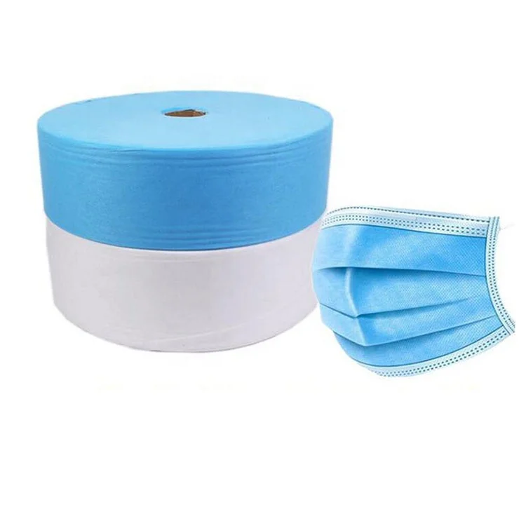 WHITE/BLUE SS nonwoven fabric for face masks 25gsm
