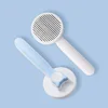 Round self-cleaning comb - sky blue