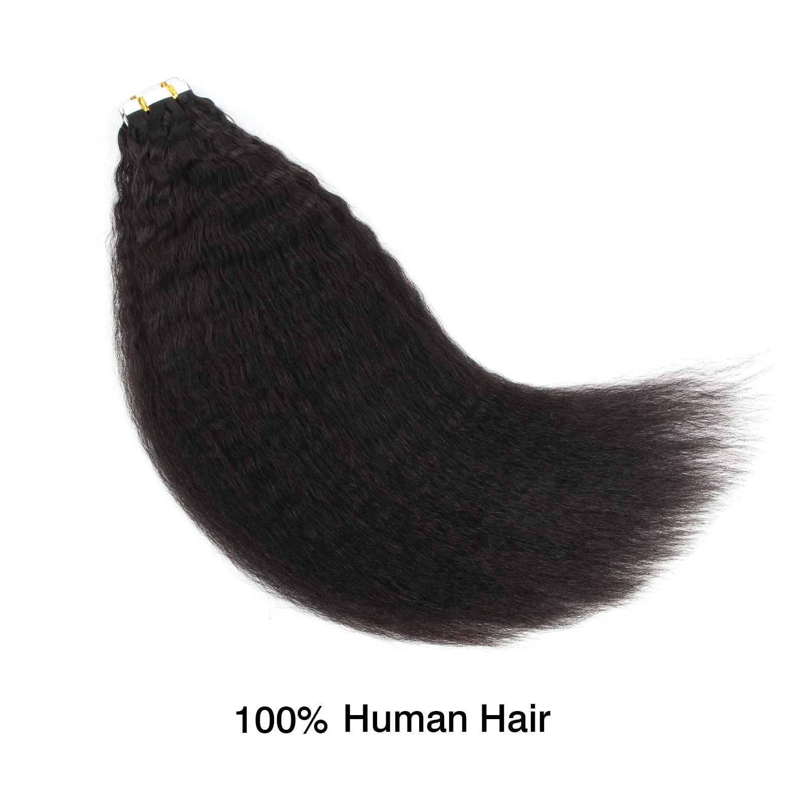 Kinky Straight Tape in Hair Extensions #1B Prawdziwe włosy ludzkie 16-26 cali_voghion.com