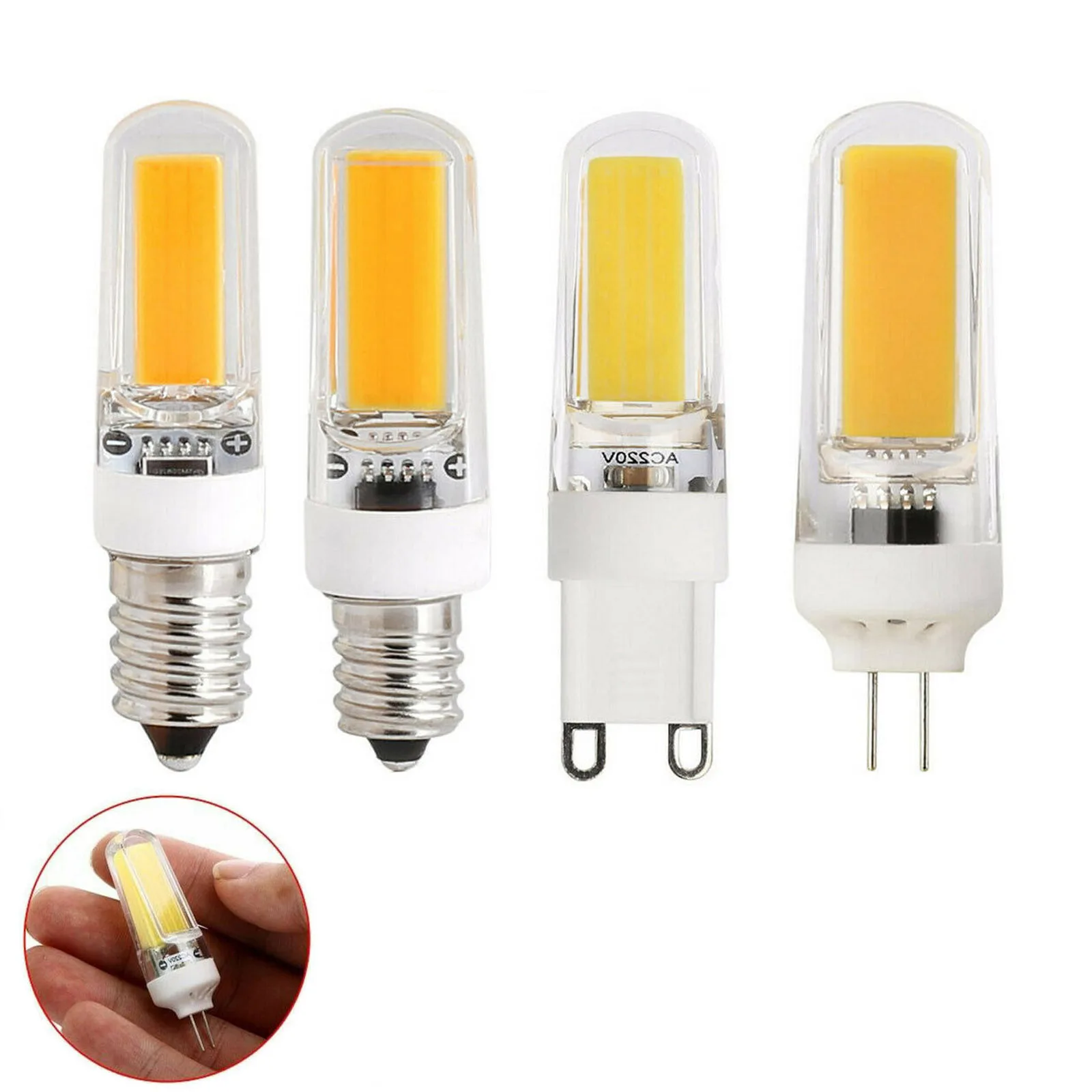 Onderzoek als Implementeren Small Size Dimmable Mini Led Corn Bulb G4 G9 E12 E14 3w Silicone Crystal  Cob Filament Lights Lamp Ac 110v 220v - Buy Mini Led Corn Bulb,Corn Led  Bulb Dimmable Cold White