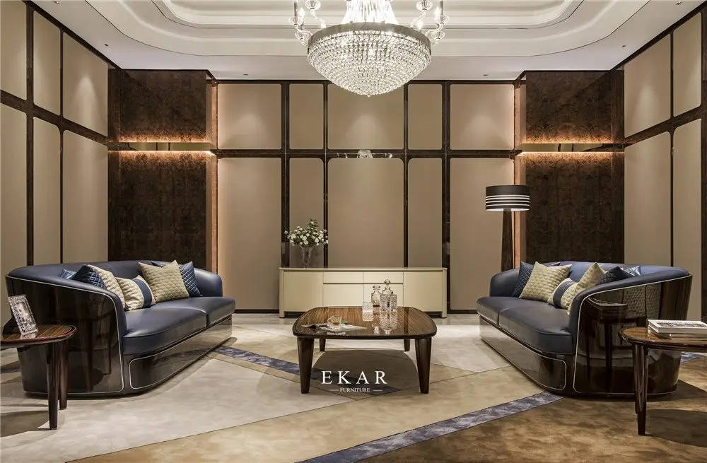 Modern Royal Living Room Furniture Sofa Set Italian Genuine Leather 1