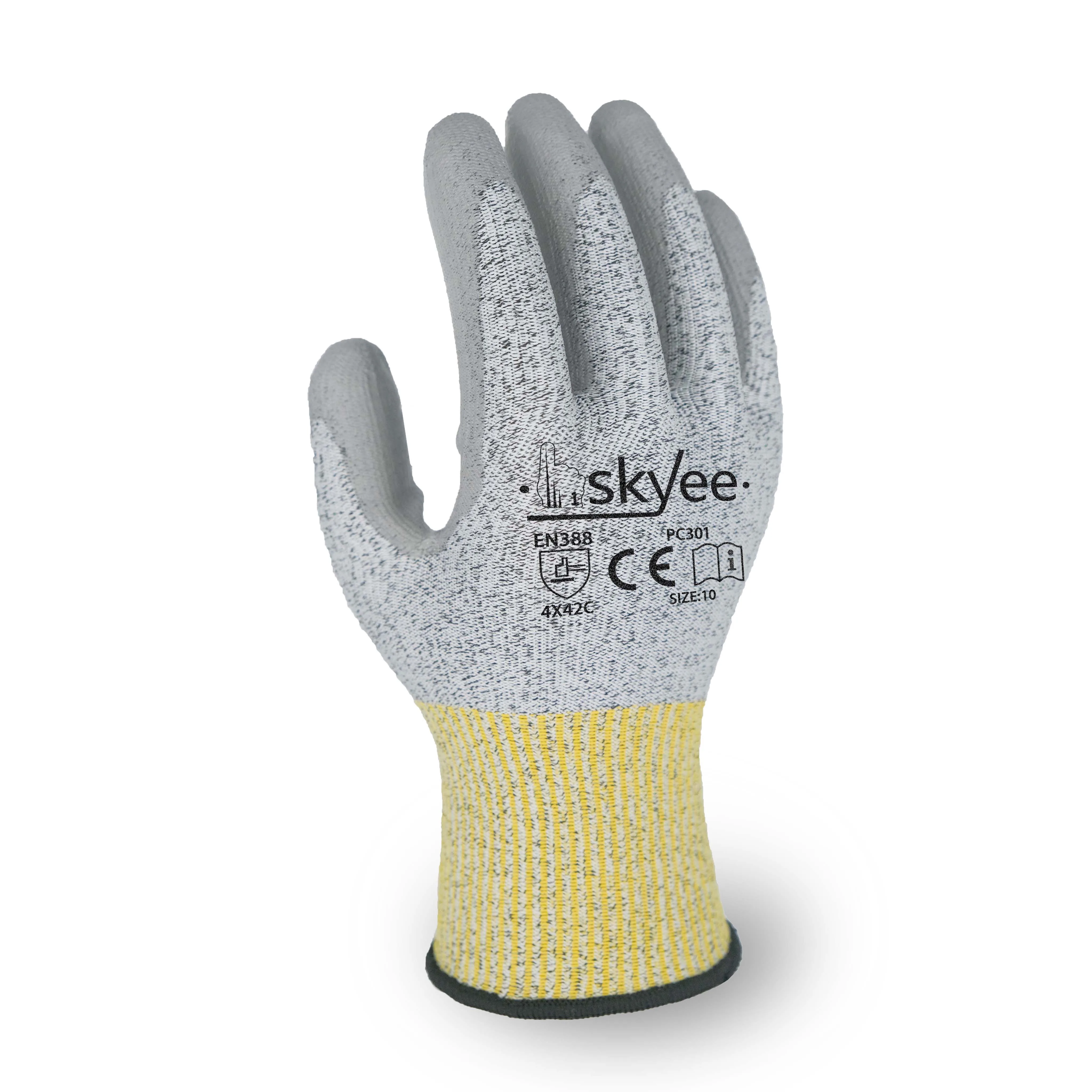 Skyee Black Cut Resistant Pu Gloves Cut 5 Resistant Knife Proof Gloves