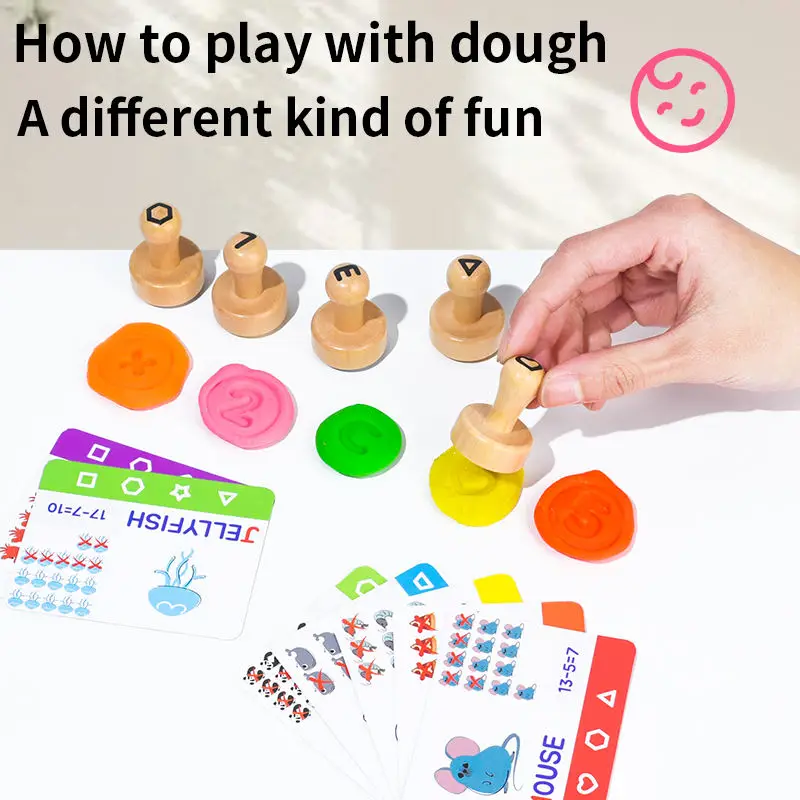 Unisex Montessori-Spielzeug Spaßvolle frühe pädagogische Holzstempel für Alphabet- und Zahlenform-Lernen Hergestellt aus hochwertigem Holz