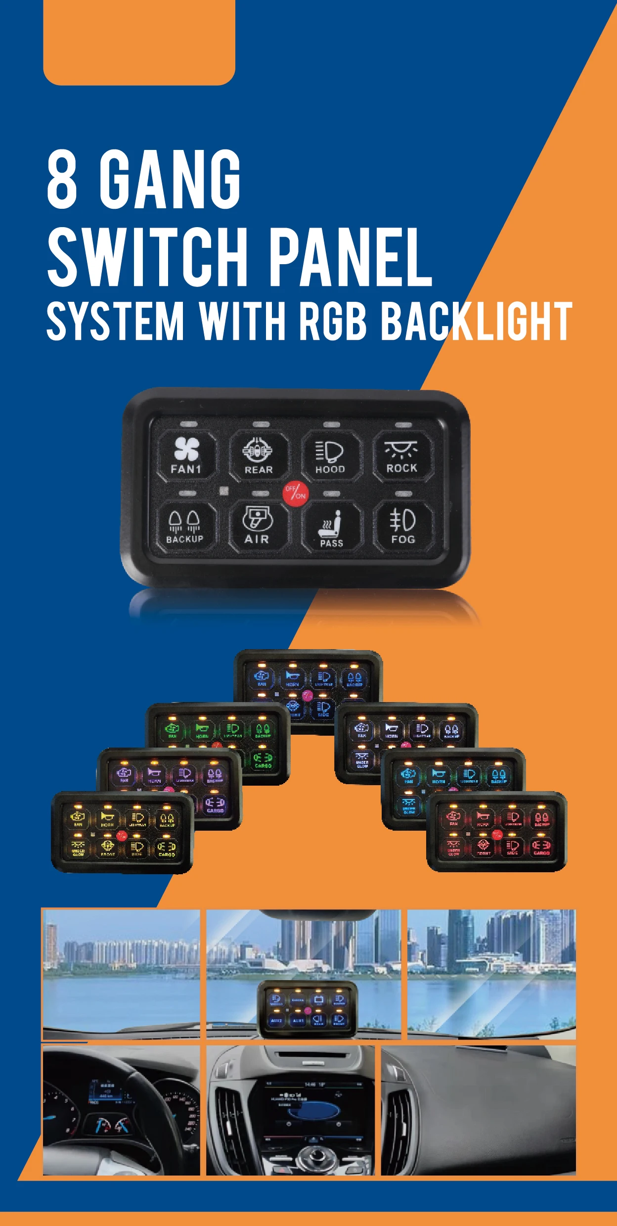 8 Gang Led Switch Panel 12v 24v Marine Boat Truck Suv Car Universal Off