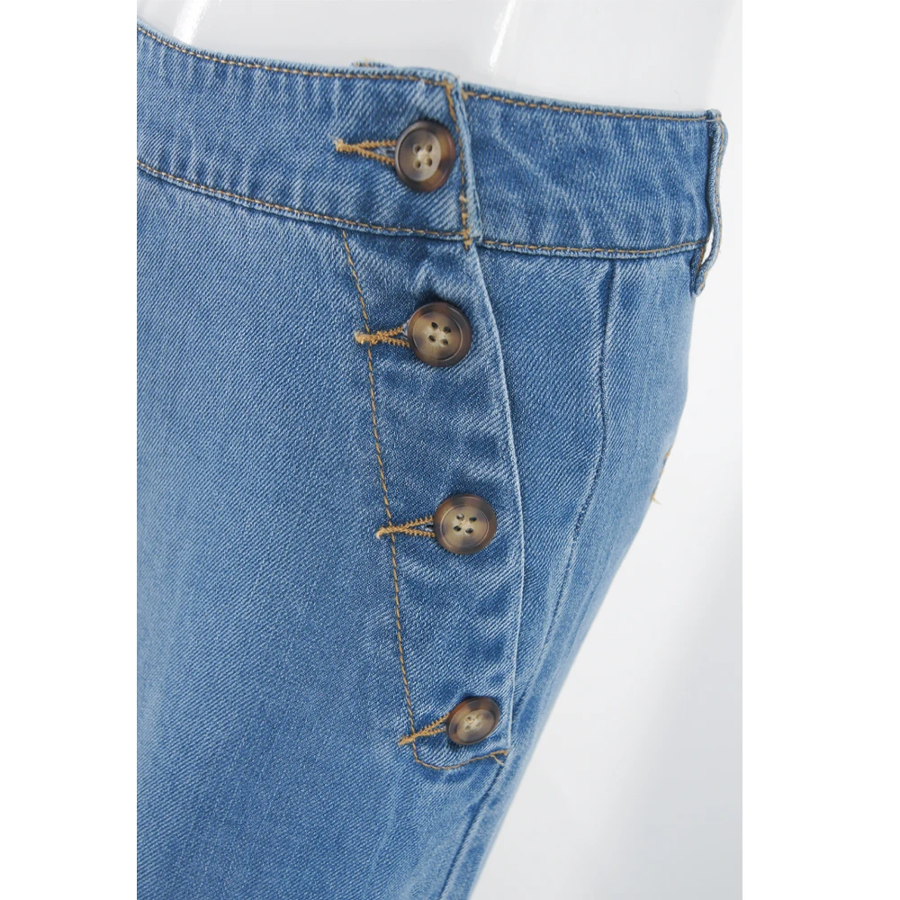 High-waist Casual Denim Trousers Featuring Trendy Pleated Flared Jeans