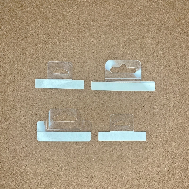 200 Ganci Adesivi Trasparenti CHILDWEET Con Linguette - Fori Per Espositori, Plastica PVC, Per Appendere Gioielli, Trucchi, Merchandising