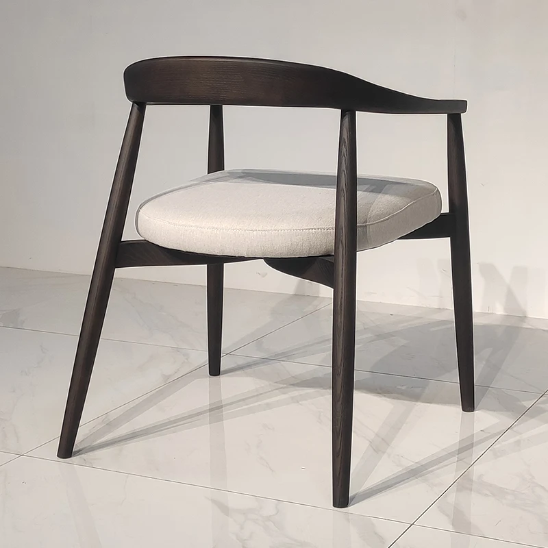 Modern Nordic Scandinavian Style Black Solid Oak Wood Dining Chairs for Restaurant Dining Room