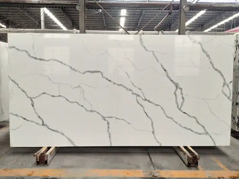Calacatta White Quartz Slabs Perfect for Kitchen Countertops