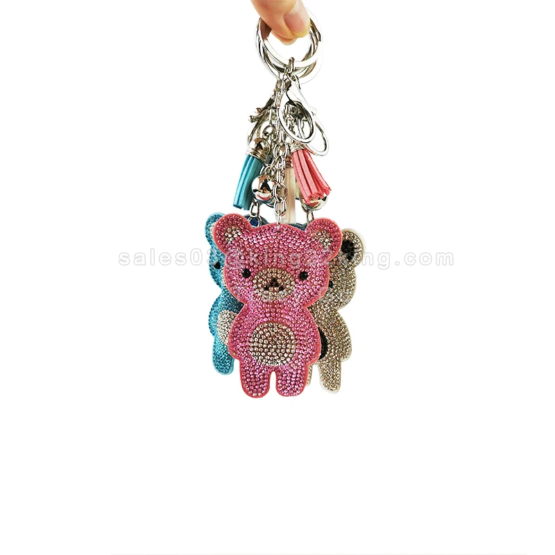 Click to Buy << Punk Studded Bear Keychains Chains Tassel Studds