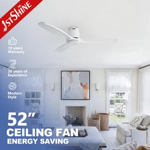 1stshine Ceiling Fan Solid Wood White Blades Low Profile Flush Mount White Ceiling Fan with Remote
