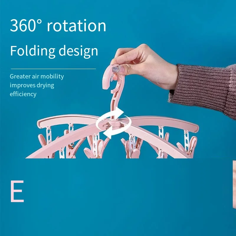 Rack de secagem dobrável doméstico multifuncional 12 clipes dormitório estudantil à prova de vento meias de plástico rack de secagem atacado