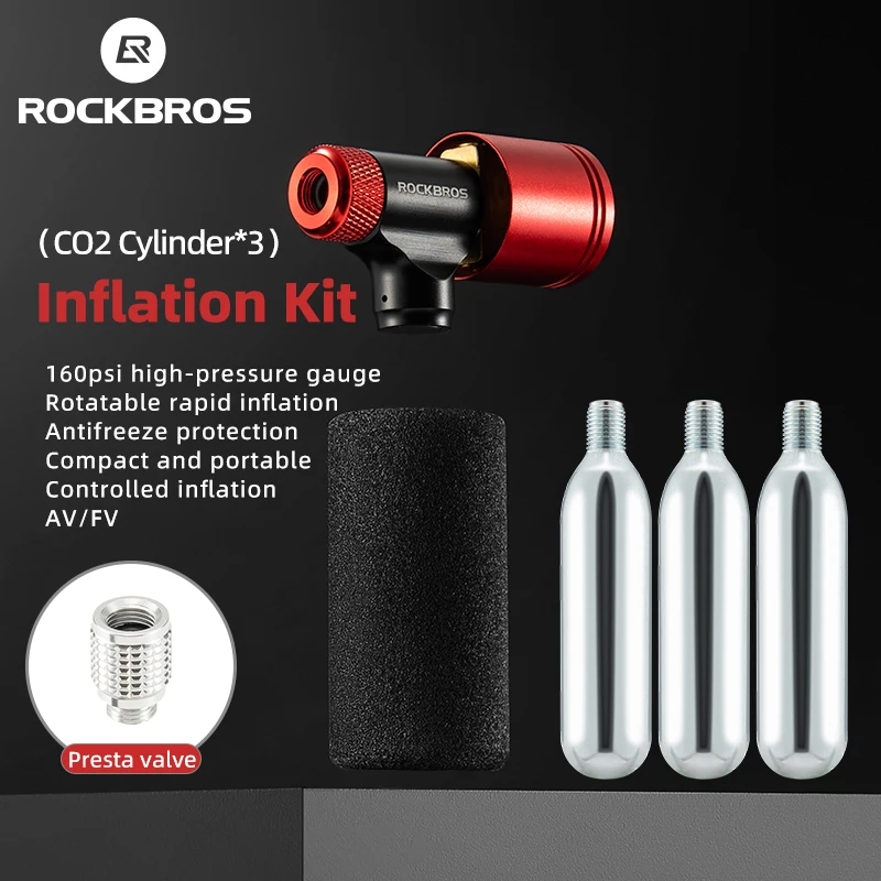 ROCKBROS pressure gauge CO2 inflator nozzle A3G Bike Tyre Inflators Bicycle Tire CO2 Pump nozzle Alibaba