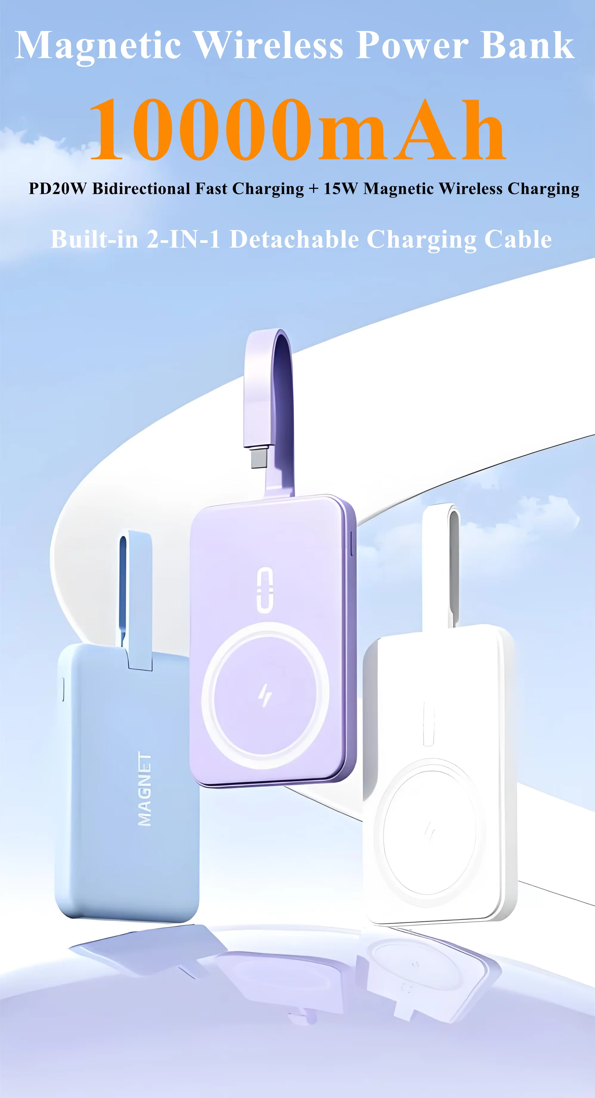 10000mAh Magnetic Wireless Fast Charging Power Bank Magsafe - Image 4