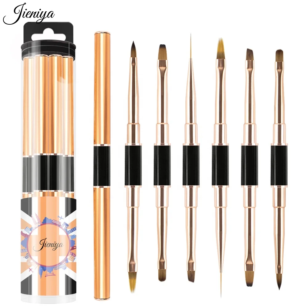 Jieniya Metal Handle Nail Liner Brush Gel Polish Painting Drawing Liner Nail Art Brushes Double Use Nail Art Pen
