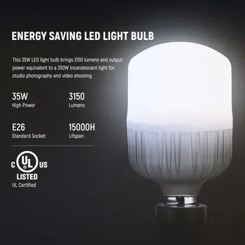 Neewer 700W Equivalent Softbox Lighting Kit, 2Pack UL Certified 5700K LED Lighting Bulbs, 24x24 Inches Softboxes With E26 detail image
