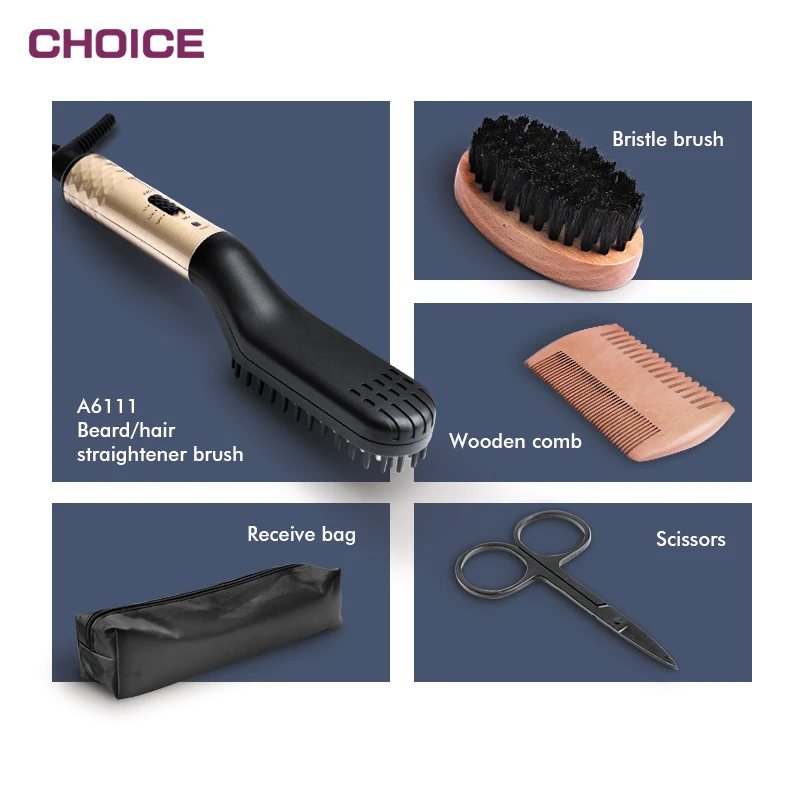
 Пользовательская прямая щетка для волос, проводная Мужская Расческа с подогревом, ионные электрические бамбуковые профессиональные гребни для волос и набор кистей  
