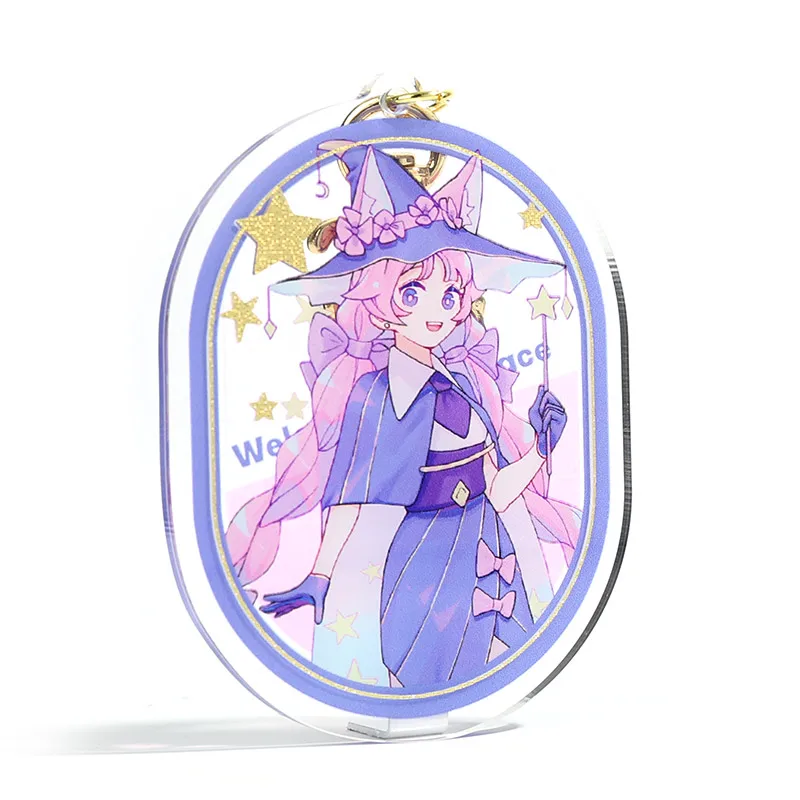Vograce Pro Custom Cartoon Anime Character Customized Transparent Clear Epoxy Glitter Key Ring Hot Stamping Acrylic Keychains